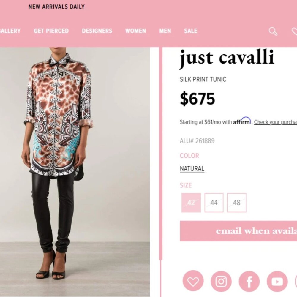 JUST CAVALLI LEOPARD PRINT SIGNED LOGO BUTTON UP TUNIC US XL-2XL / IT 46 $675 - Picture 4 of 15